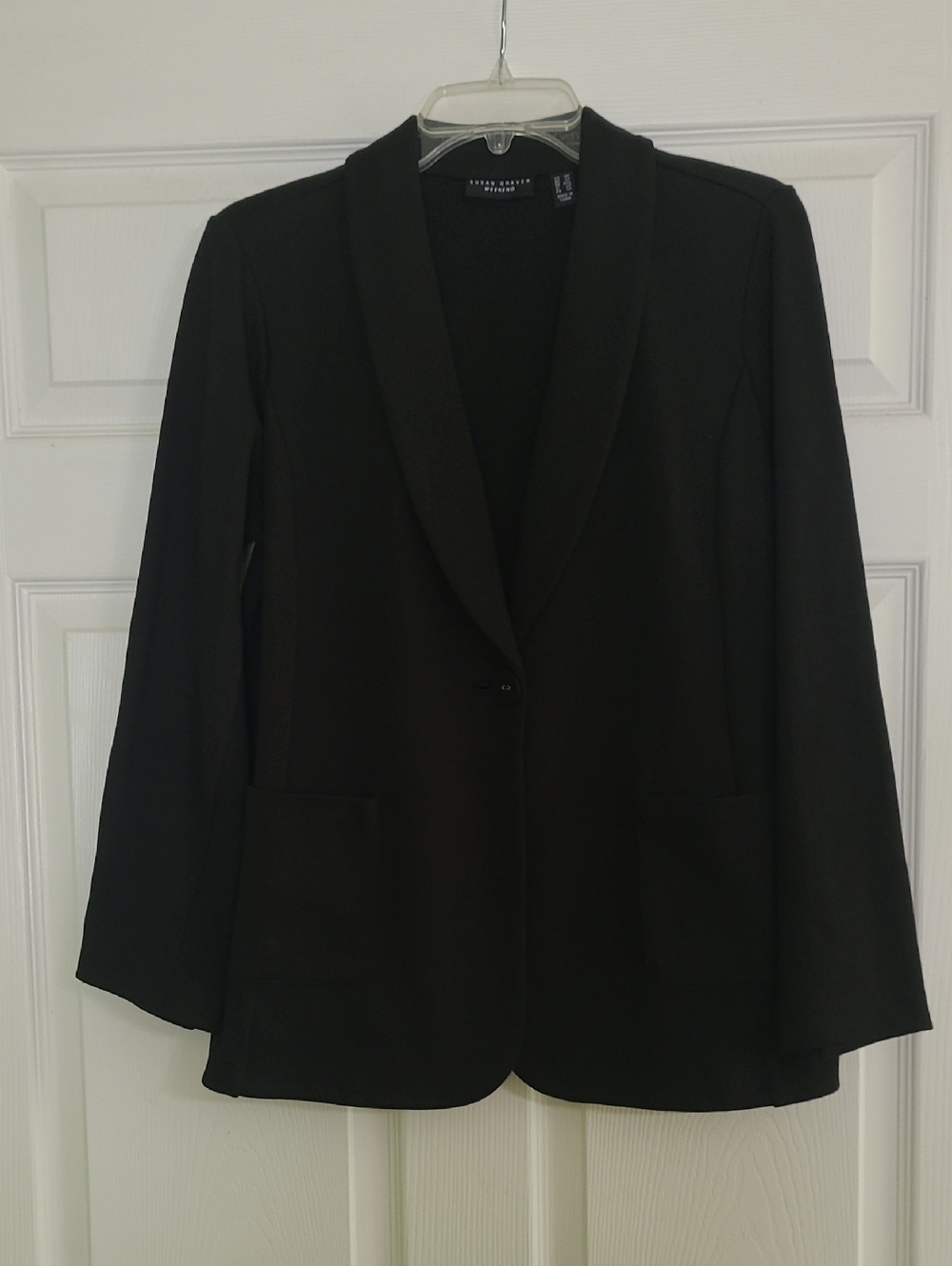 Susan Graver Black Shawl Collar Blazer - Size PM
